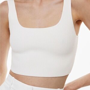Babaton White Sculpt Knit Squareneck Cropped Tank
